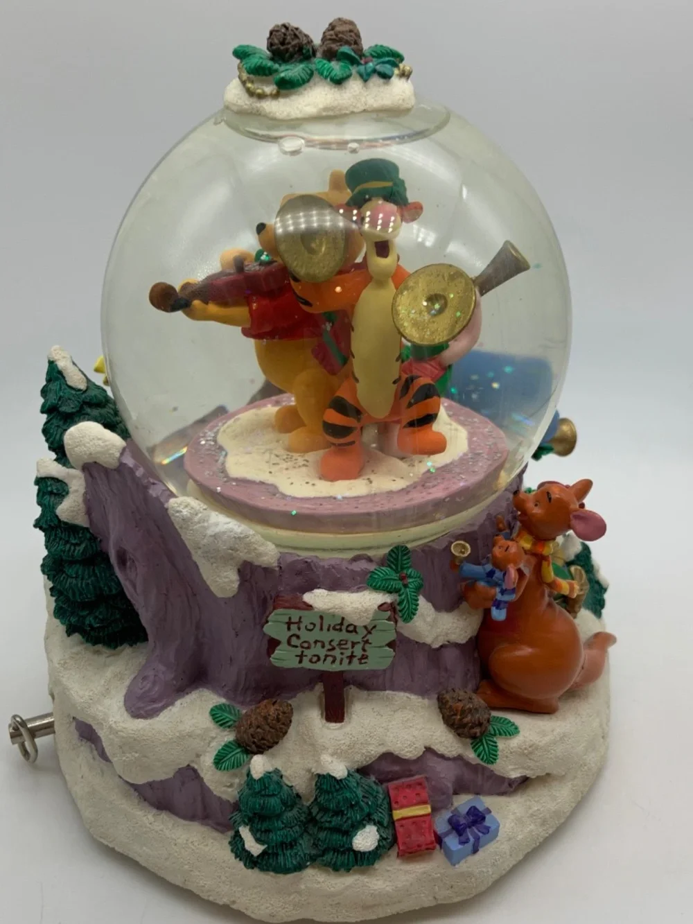 Vintage Disney Winnie the Pooh & Friends We Wish You A Merry Christmas Snowglobe